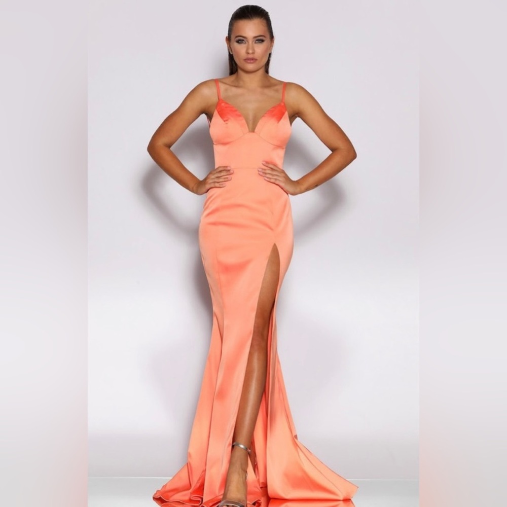 New Jadore Coral Orange Dress Evening Gown – 10 US
